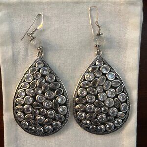 NWT TRISH BECKER FINE JEWELRY PAVE TEARDROP EARRINGS